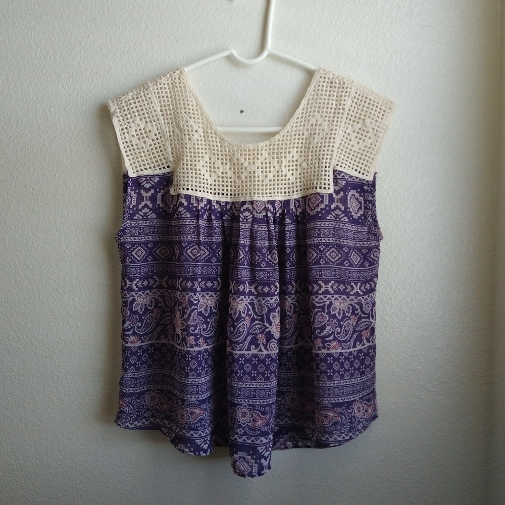 ✨ Purple Patterned Lace Tank